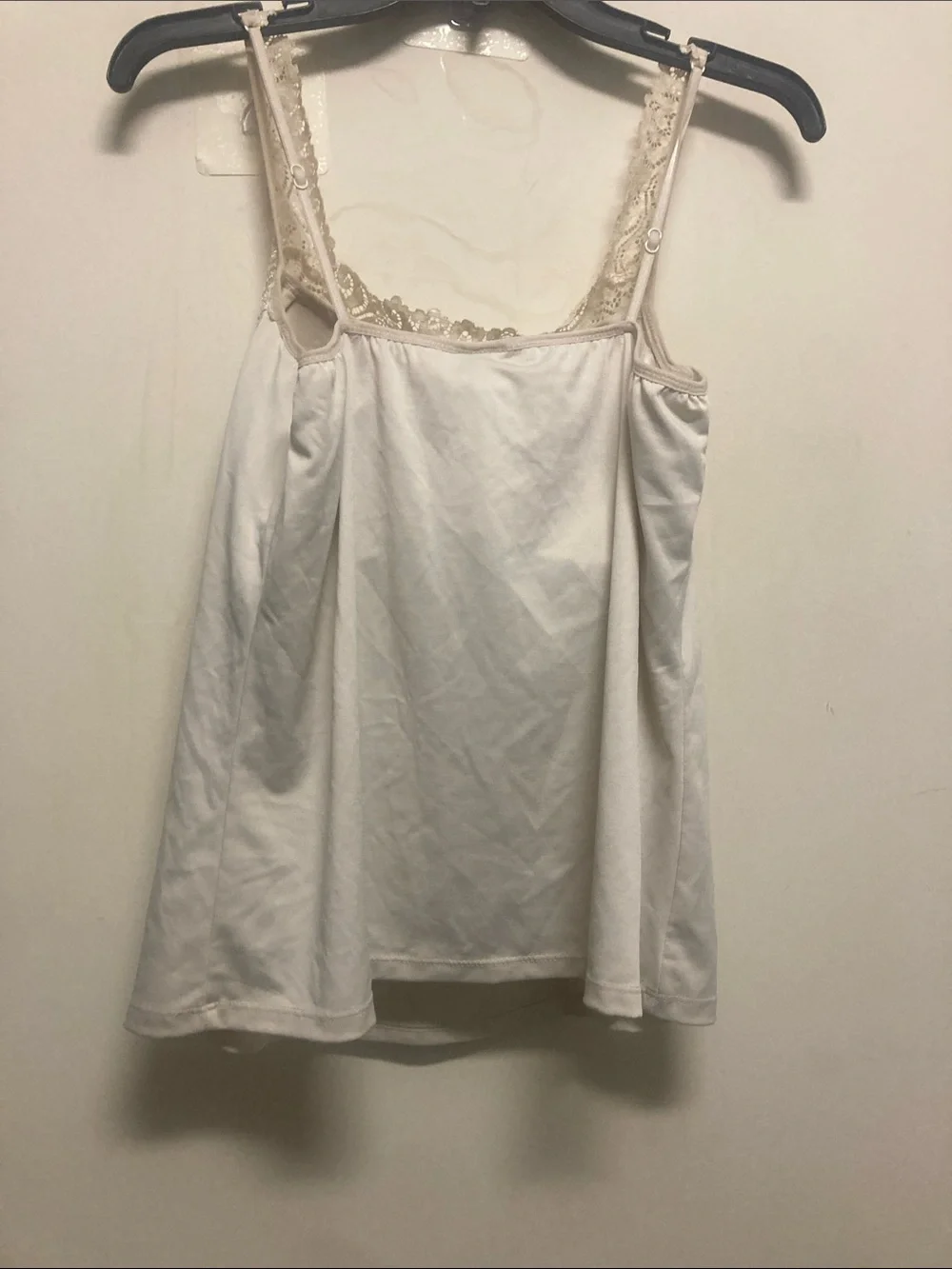 Lace-Trim Slip Chemise in cream with a padded bra attached with adjustable strap